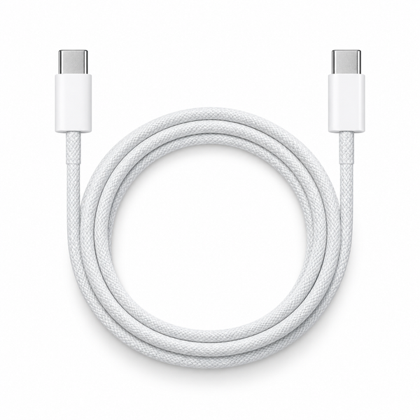 Cable trenzado USB-C a USB-C blanco de 1 metro