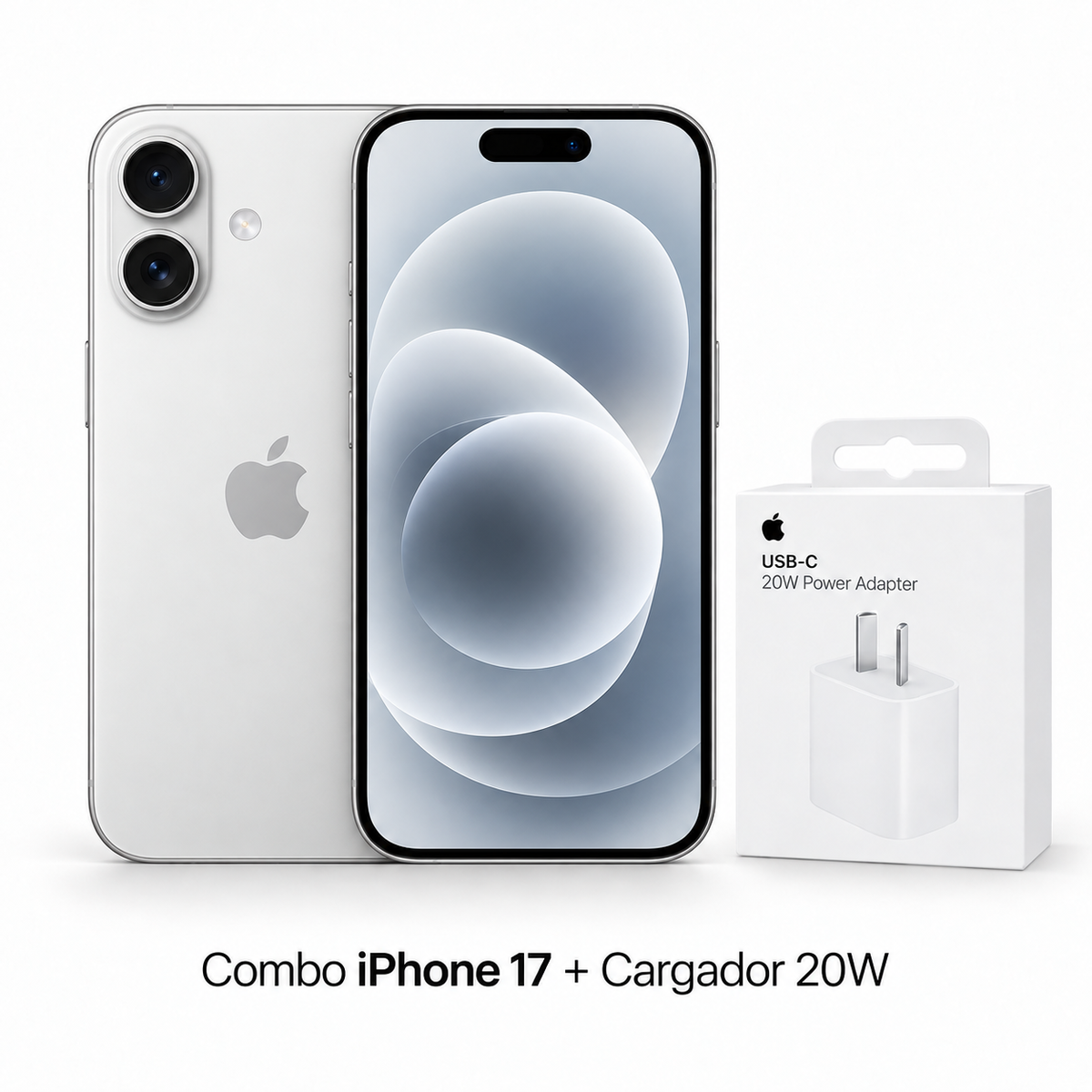 Combo iPhone 17 mas cargador Apple USB-C de 20W