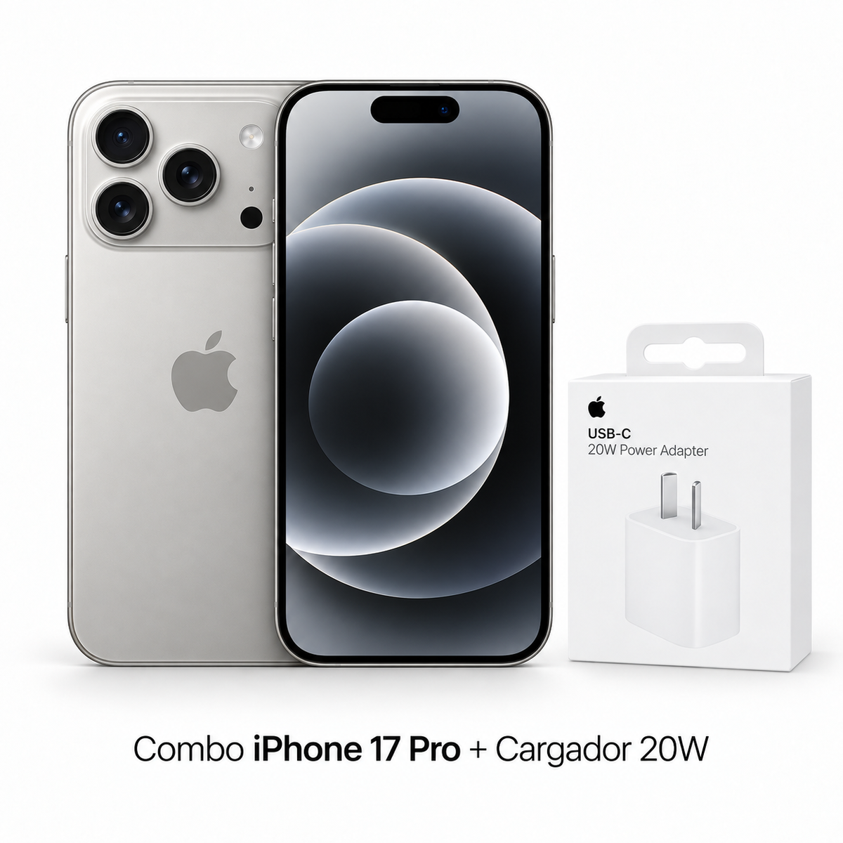 Combo iPhone 17 Pro mas cargador Apple USB-C de 20W
