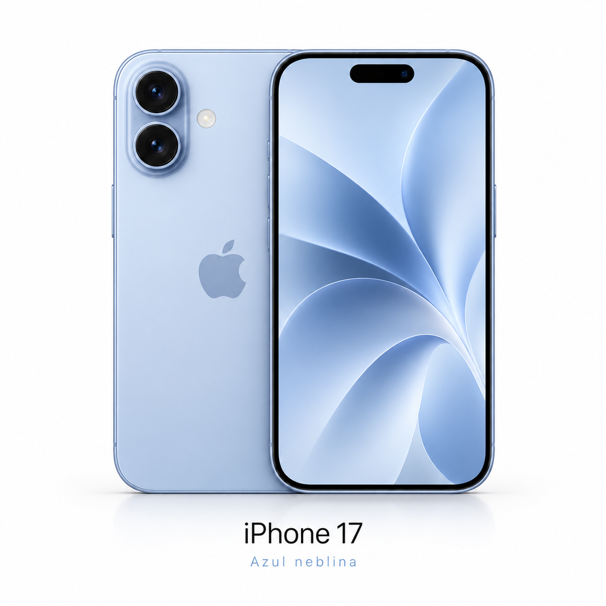 iPhone 17 color Azul neblina - frente y dorso