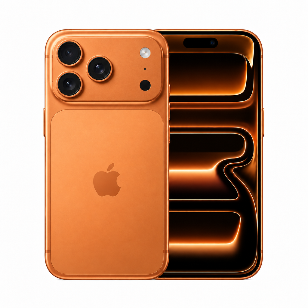 iPhone 17 Pro Max color Orange - frente y dorso