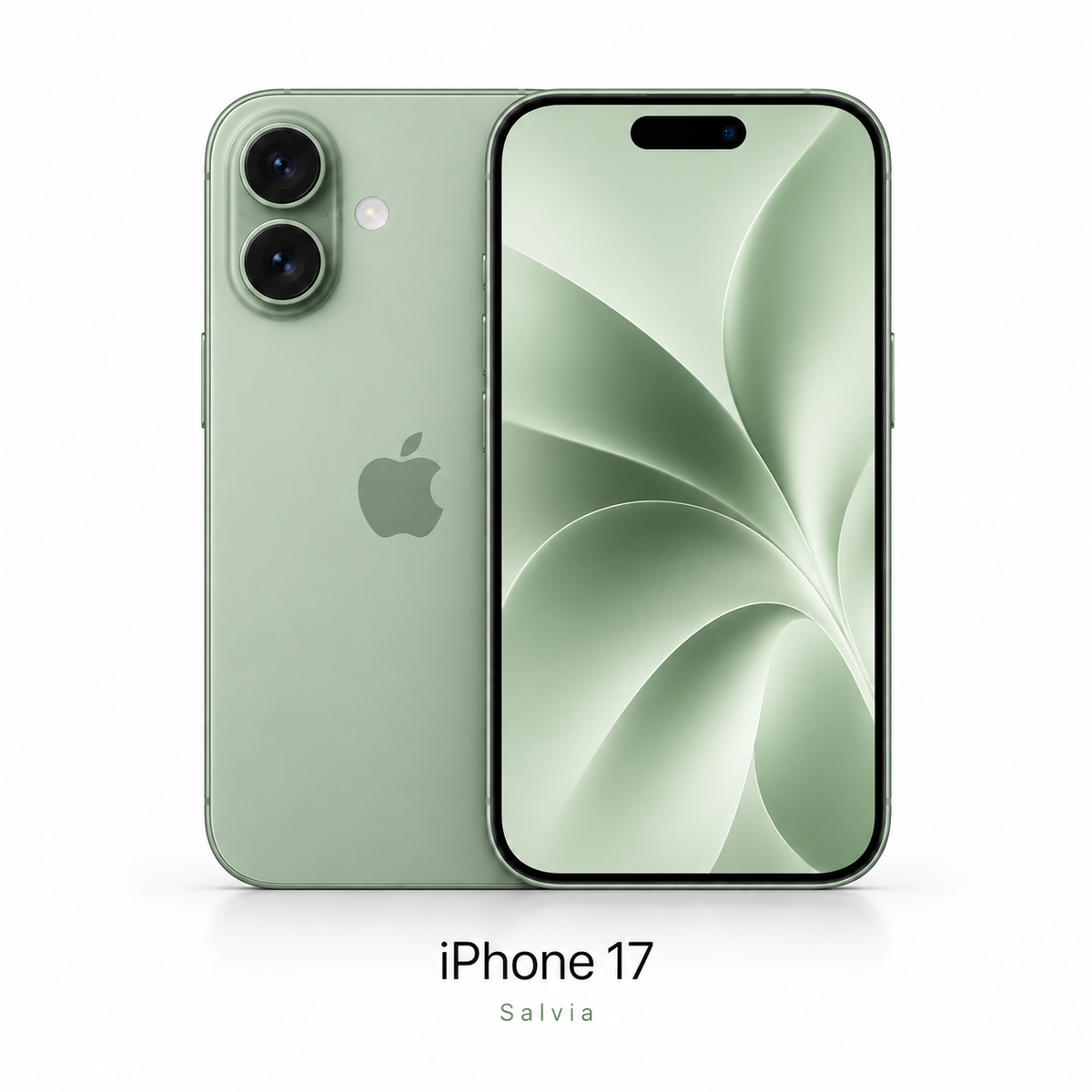 iPhone 17 color Salvia - frente y dorso
