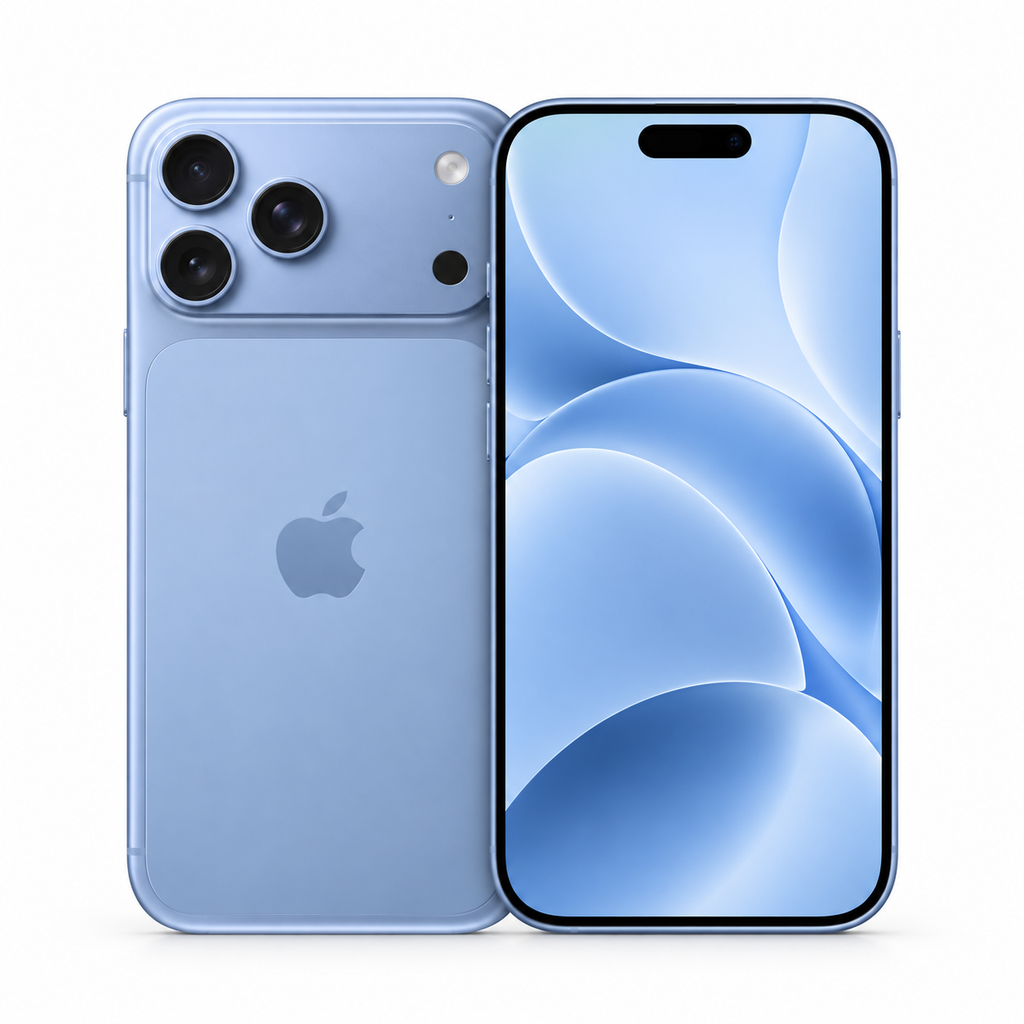 iPhone 18 Pro color Glaciar - frente y dorso