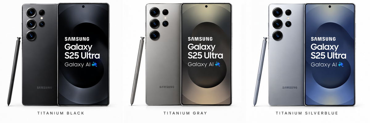 Samsung Galaxy S25 Ultra - colores Titanium Black, Titanium Gray y Titanium Silver Blue